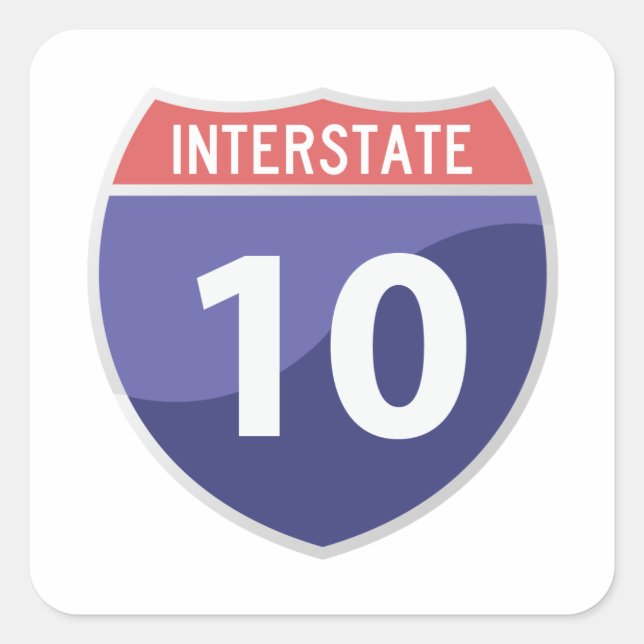 Interstate 10 (I-10) Road Trip Travel Sticker (Front)
