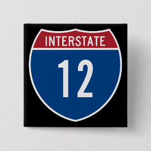 Interstate 12 15 cm square badge