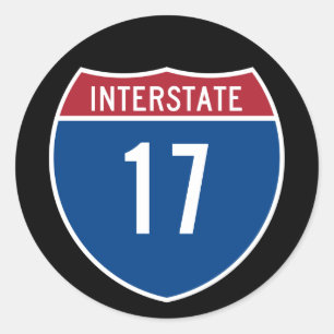 Interstate 17 classic round sticker