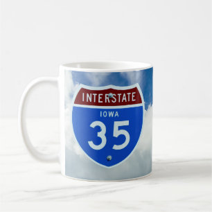 Interstate 35 Shield, Blue Sky, Puffy Clouds Mug