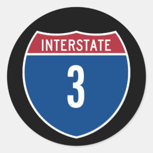 Interstate 3 classic round sticker