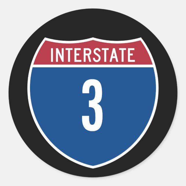 Interstate 3 classic round sticker (Front)