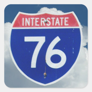 Interstate 76 Highway Sign, Shield Square Sticker