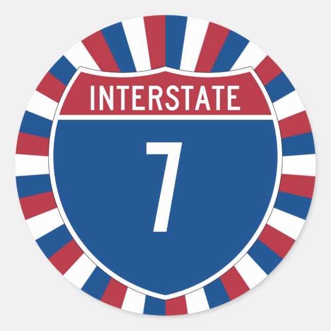 Interstate 7 classic round sticker (Front)