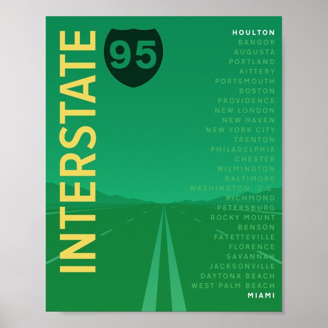 Interstate 95 (I-95) Poster (Green) (Front)