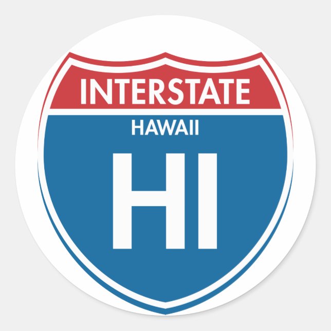 Interstate Hawaii HI Classic Round Sticker (Front)