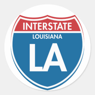 Interstate Louisiana LA Classic Round Sticker