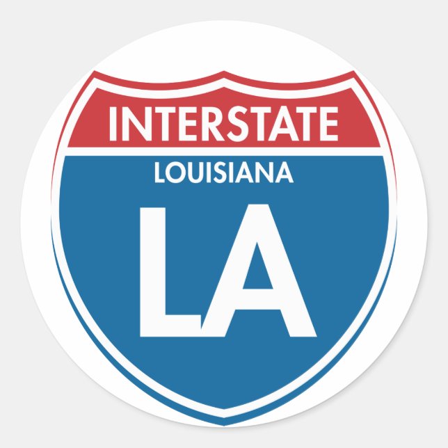 Interstate Louisiana LA Classic Round Sticker (Front)