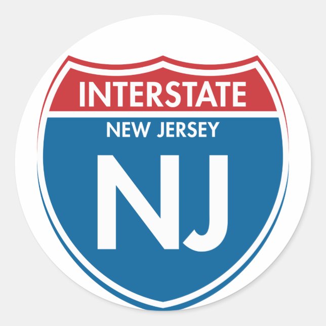 Interstate New Jersey NJ Classic Round Sticker (Front)