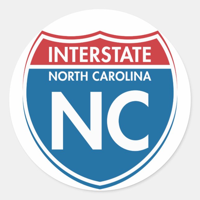 Interstate North Carolina NC Classic Round Sticker (Front)