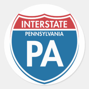 Interstate Pennsylvania PA Classic Round Sticker