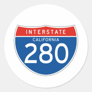 Interstate Sign 280 - California Classic Round Sticker