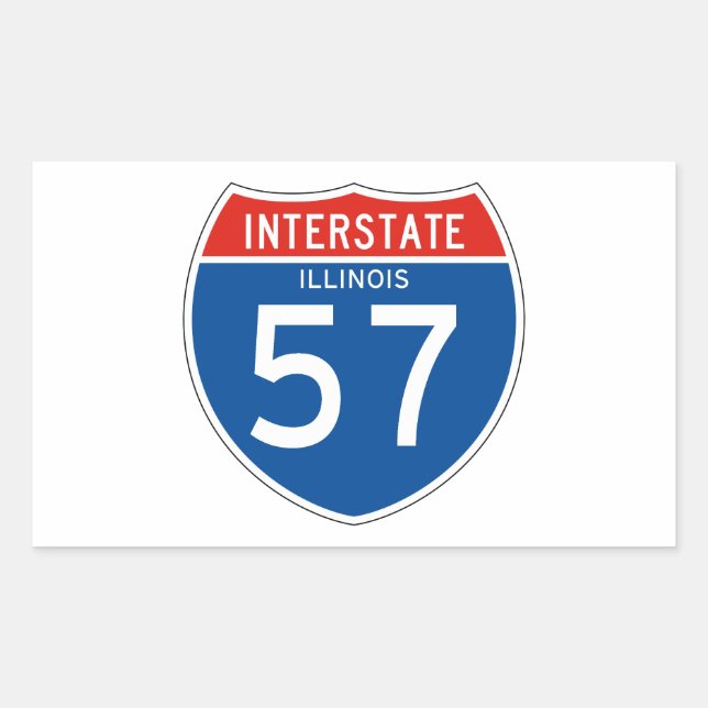 Interstate Sign 57 - Illinois Rectangular Sticker (Front)