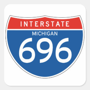 Interstate Sign 696 - Michigan Square Sticker