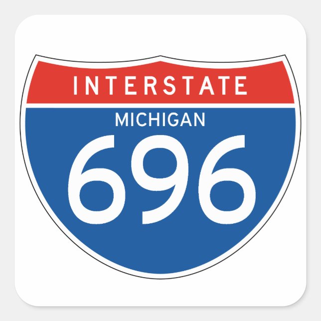 Interstate Sign 696 - Michigan Square Sticker (Front)