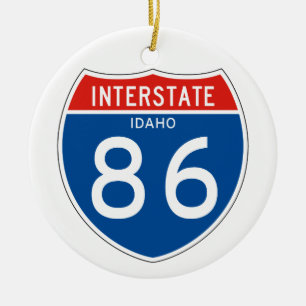 Interstate Sign 86 - Idaho Ceramic Tree Decoration