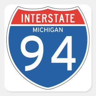 Interstate Sign 94 - Michigan Square Sticker