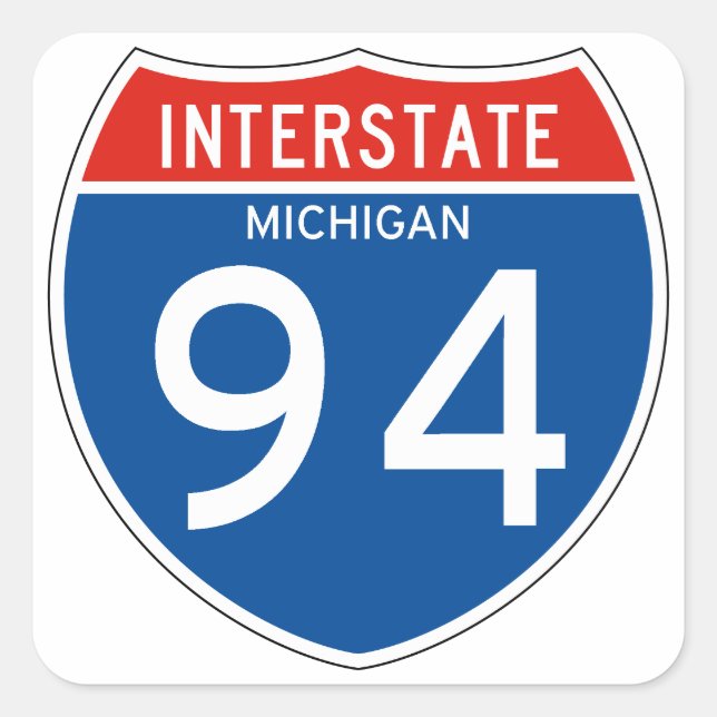 Interstate Sign 94 - Michigan Square Sticker (Front)