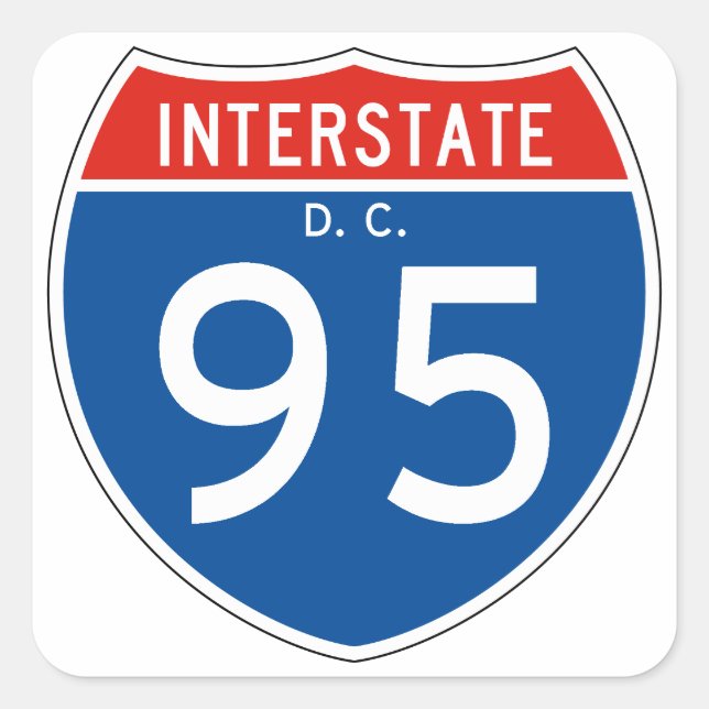 Interstate Sign 95 - District of Columbia Square Sticker (Front)