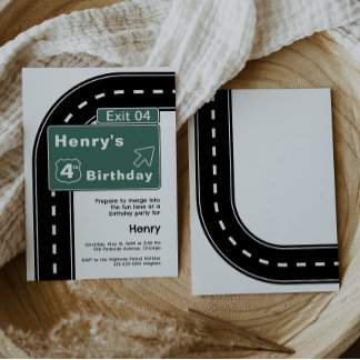 Interstate Sign Birthday Invitation