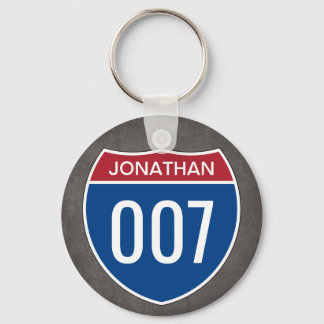 Interstate Sign with your Text and Number Key Ring