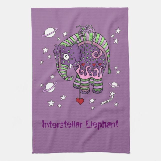 Interstellar Elephant Tea Towel (Vertical)