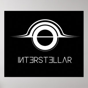 Interstellar Gargantua logo white Poster