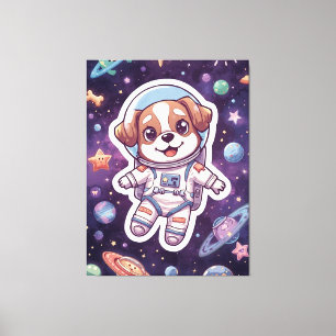Interstellar Paws – Cute Space Dog in Adventure Canvas Print