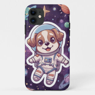 Interstellar Paws – Cute Space Dog in Adventure iPhone 11 Case