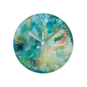 Teal Watercolor Wall Clocks | Zazzle UK