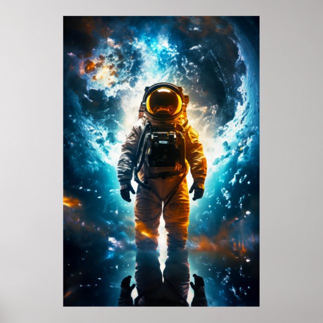 Interstellar Traveller Astronaut Earth Space Art Poster (Front)