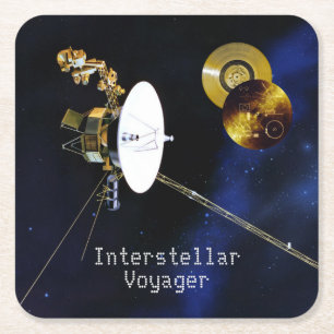 Interstellar Voyager Spacecraft Square Paper Coaster