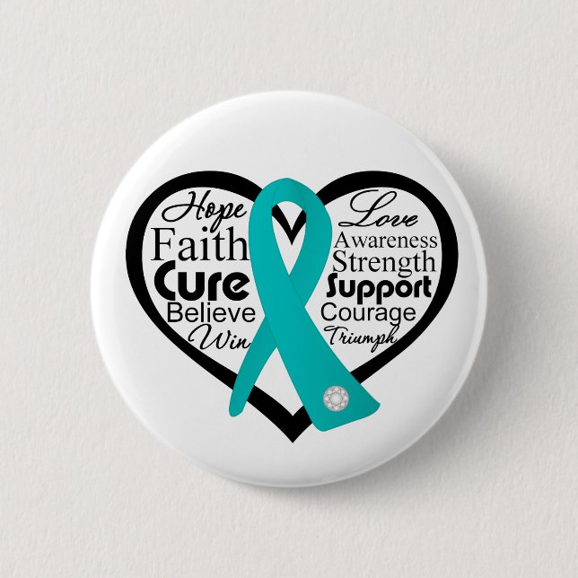 Interstitial Cystitis Heart Ribbon Collage 6 Cm Round Badge (Front)