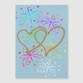 Intertwined hearts tangled rope romantic fireworks