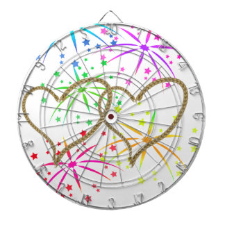 Intertwined hearts tangled rope romantic fireworks dartboard
