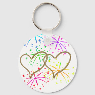 Intertwined hearts tangled rope romantic fireworks key ring