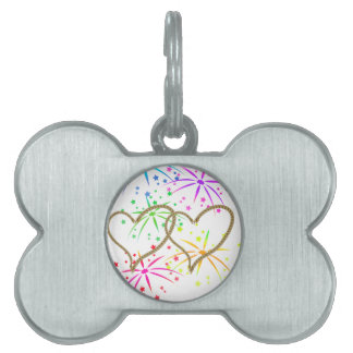 Intertwined hearts tangled rope romantic fireworks pet name tag