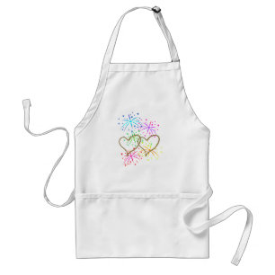 Intertwined hearts tangled rope romantic fireworks standard apron