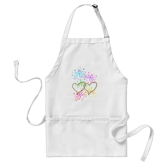 Intertwined hearts tangled rope romantic fireworks standard apron (Front)
