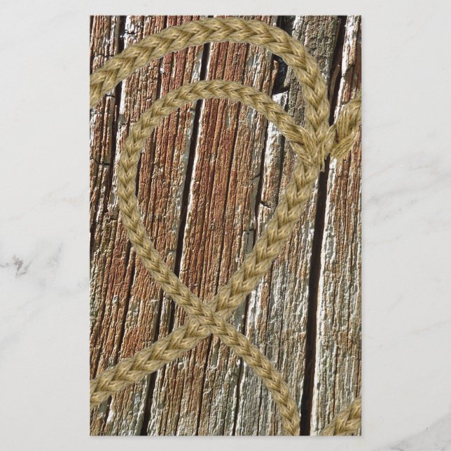 Intertwined hearts tangled rope romantic wooden (Front)