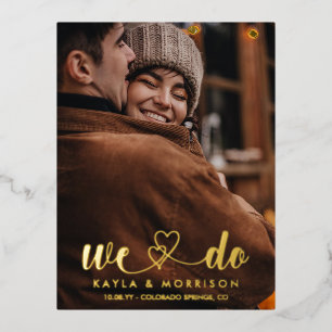 Intertwined Hearts We Do Wedding Gold Foil Invitation Postcard