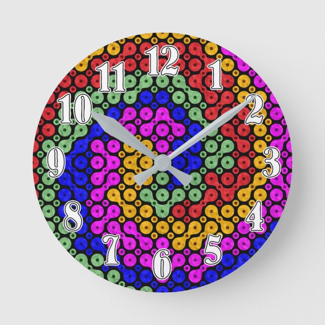 Intertwined Hues Abstract Round Clock (Front)
