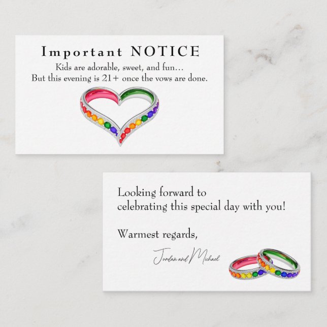 🌈  Intertwined in Pride Adults‑Only Wedding Enclosure Card (Front/Back)