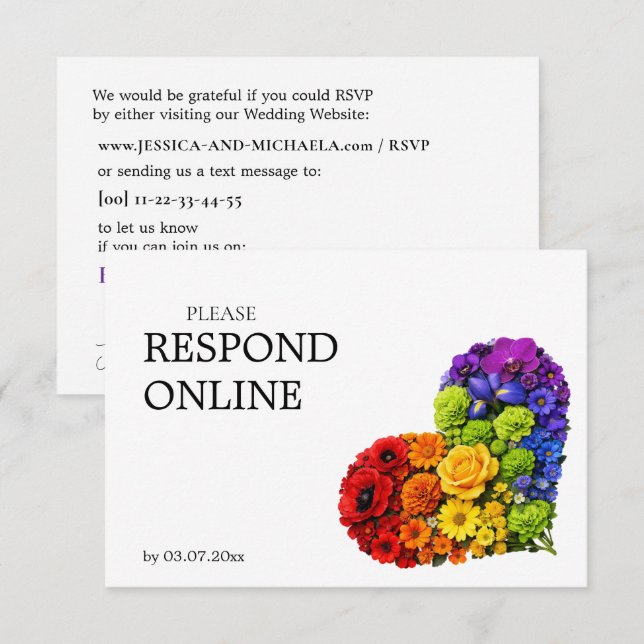 🌈 Intertwined in Pride Horizontal RSVP Online  Card (Front/Back)