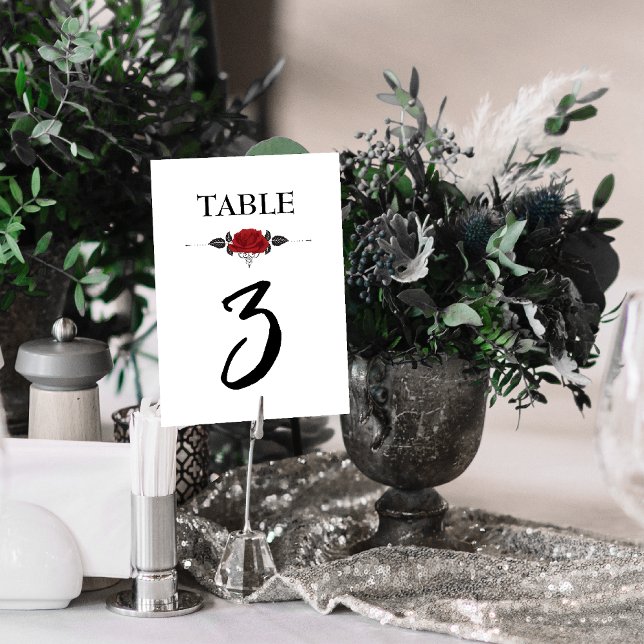 Intertwined Romantic Red Roses  Table Number (Creator Uploaded)