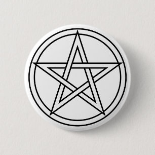 Intertwined White Pentacle 6 Cm Round Badge