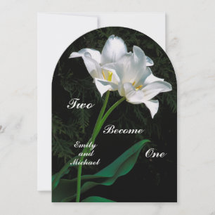  INTERTWINING WHITE LILIES/"TWO BECOME ONE" INVITATION