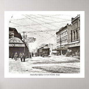 Interurban railcar in downtown Fort Worth, Texas P Poster