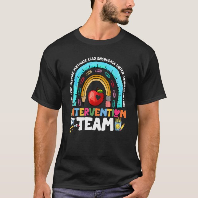 Intervention Team Support Rainbow RTI Teacher Back T-Shirt (Front)