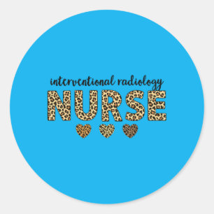 Interventional Radiology Nurse Leopard Hearts Team Classic Round Sticker